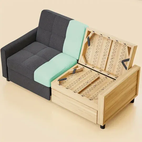 Sofá cama extraíble de 2 plazas, sofá cama convertible, sofá de 2 plazas de 58" con otomana independiente y respaldo ajustable, sofá cama 3 en 1, para sala de estar, apartamento pequeño, gris oscuro