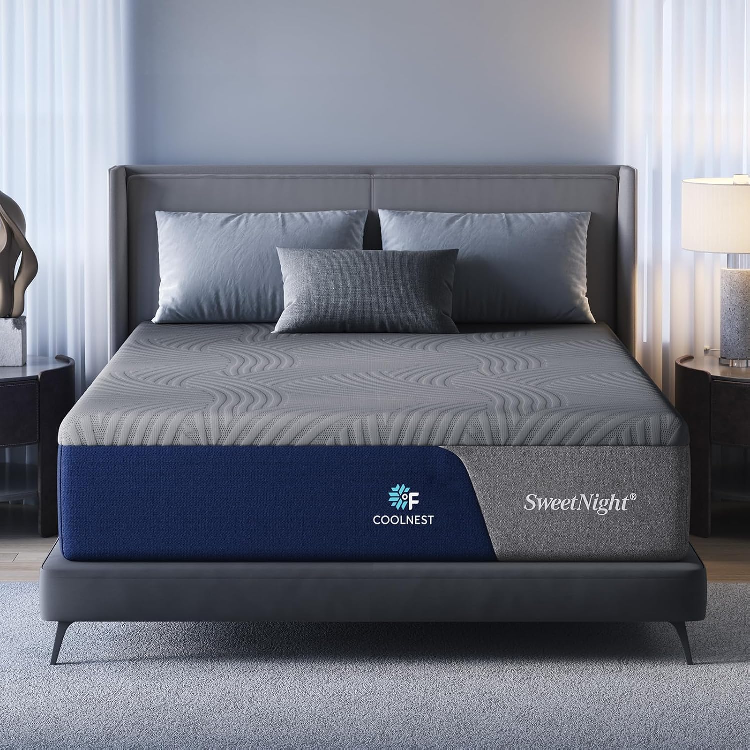 Sweetnight CoolNest 🛌 Colchón Espuma Viscoelástica Gel Refrescante 14 Pulgadas, Soporte Ergo 5 Zonas, Alivia Presión, Dureza Media, Certificado