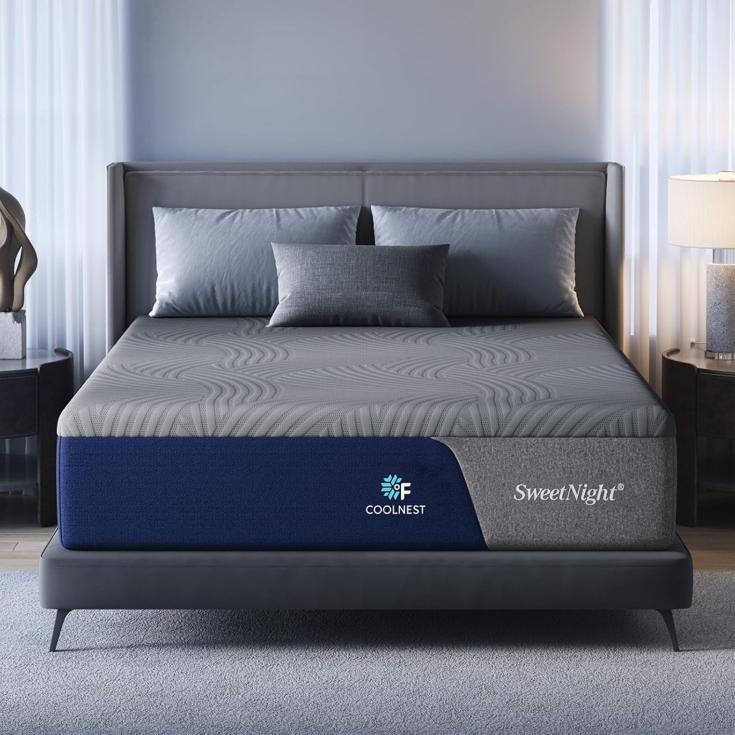Sweetnight CoolNest 🛌 Colchón Espuma Viscoelástica Gel Refrescante 14 Pulgadas, Soporte Ergo 5 Zonas, Alivia Presión, Dureza Media, Certificado