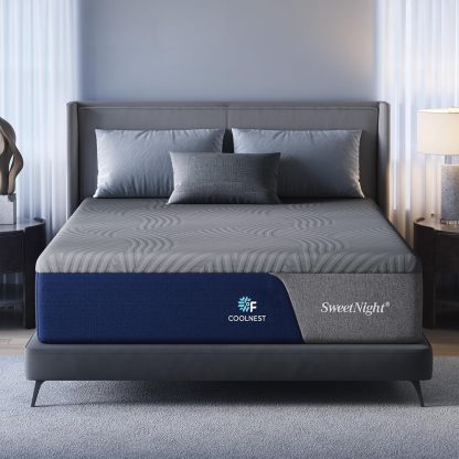 Sweetnight CoolNest 🛌 Colchón Espuma Viscoelástica Gel Refrescante 14 Pulgadas, Soporte Ergo 5 Zonas, Alivia Presión, Dureza Media, Certificado