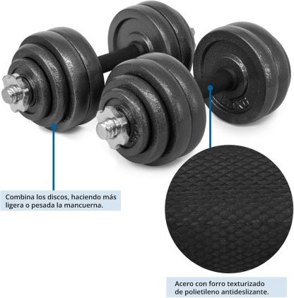 Altera Set de Mancuernas y Discos, Pesas Ajustables con Estuche para Ejercicio
