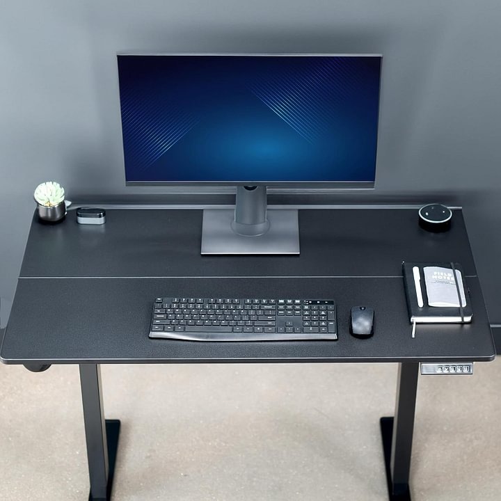 Vivo Escritorio eléctrico de 140cm x 61cm para Estar de pie, estación de Trabajo Completa para el hogar y la Oficina con Altura Ajustable, Controlador de Memoria, Negro, DESK-E155TB