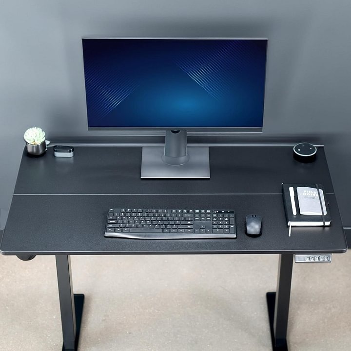 Vivo Escritorio eléctrico de 140cm x 61cm para Estar de pie, estación de Trabajo Completa para el hogar y la Oficina con Altura Ajustable, Controlador de Memoria, Negro, DESK-E155TB