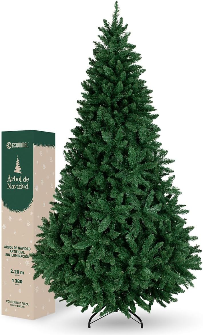 ESQUIMAL Árbol de Navidad Frondoso Pino Navideño Plegable, Cedro del Himalaya (Verde, 2.2 m)