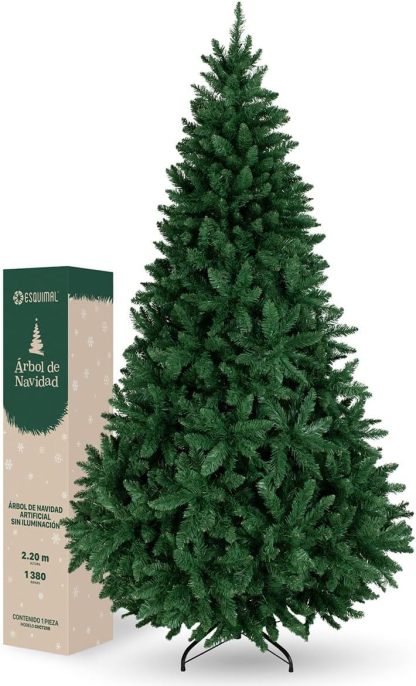 ESQUIMAL Árbol de Navidad Frondoso Pino Navideño Plegable, Cedro del Himalaya (Verde, 2.2 m)