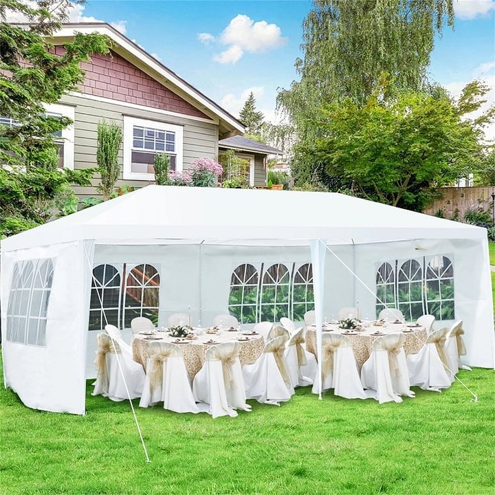 Costway Carpa de Exterior Entoldado para Bodas Portátil con 4 Paredes Removibles Glorieta para Eventos Refugio Patio Blanco 6 x 3 x 2,5 m Costway Modern