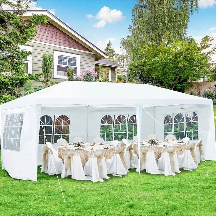Costway Carpa de Exterior Entoldado para Bodas Portátil con 4 Paredes Removibles Glorieta para Eventos Refugio Patio Blanco 6 x 3 x 2,5 m Costway Modern