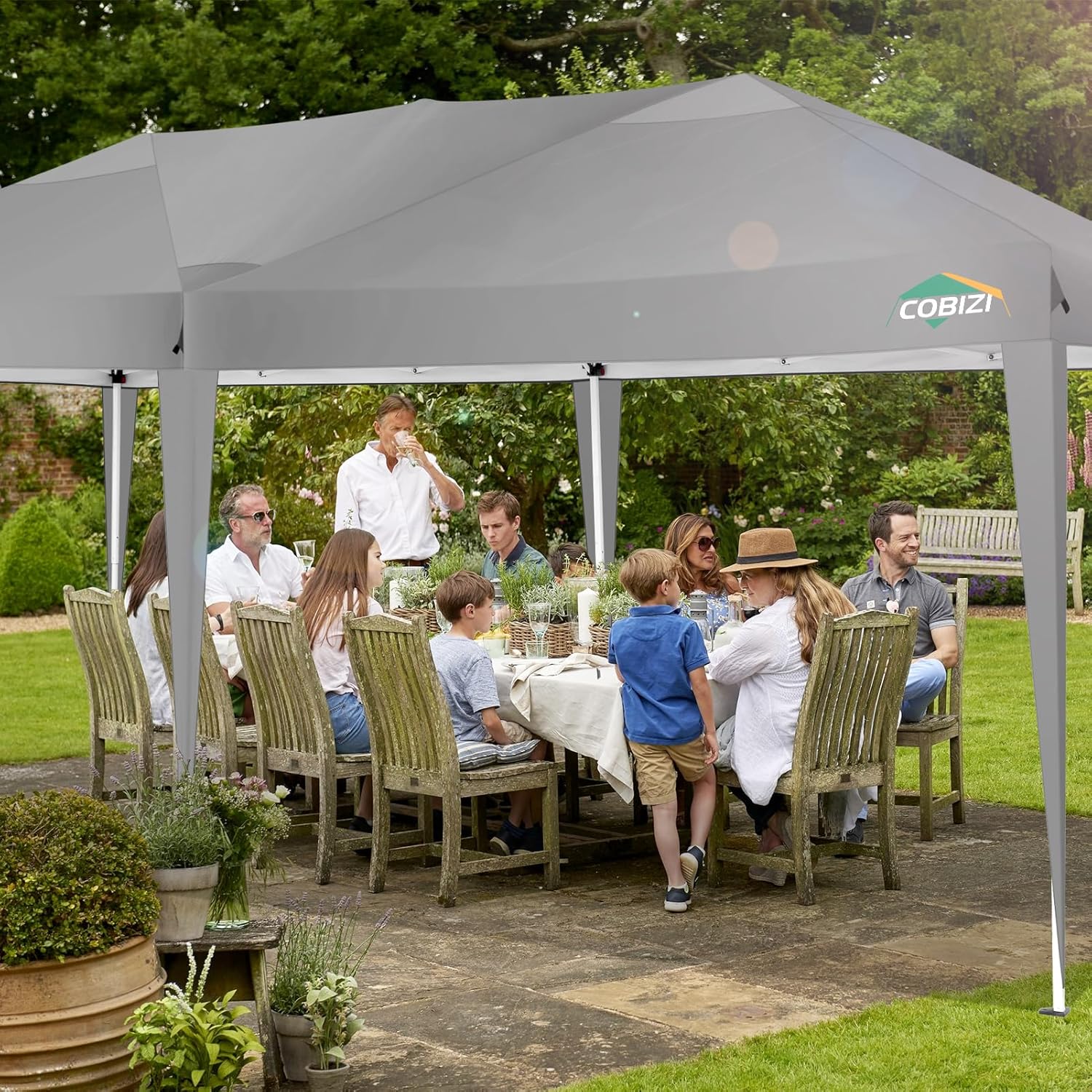 COBIZI - Toldo desplegable de 10 x 20 Pulgadas con 6 Paredes Laterales, toldo Impermeable para Eventos al Aire última intervensión, UPF 50+ cenador portátil para Fiestas, Playa, Camping, Boda,