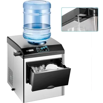 Máquina para hacer cubitos de hielo 2 en 1 para encimera, 48 libras/día con máquina combinada con dispensador de agua