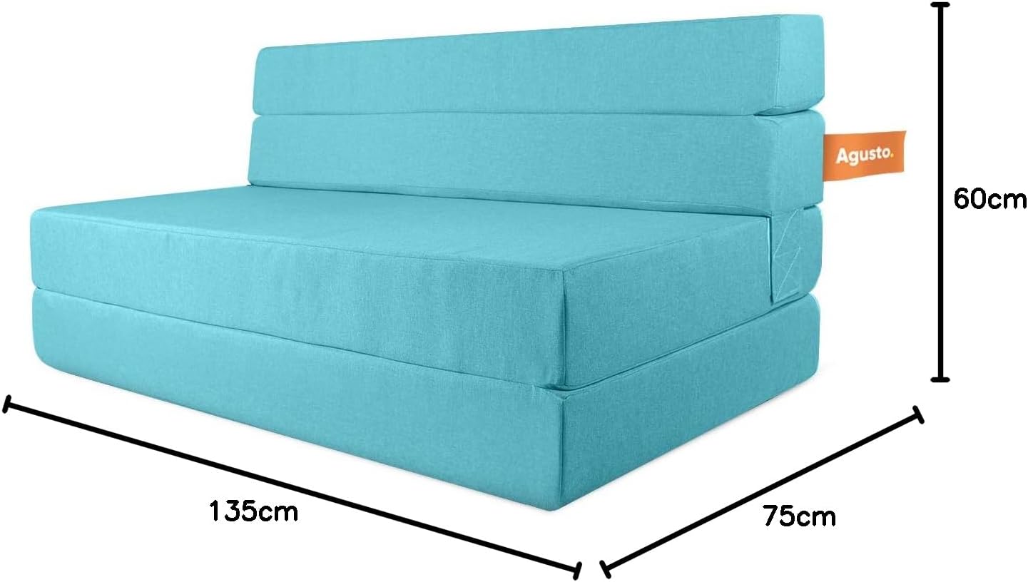 AGUSTO Sofá Cama Matrimonial Multifunción Colchon Plegable Futon Chaise Sillon Puff (Gris Oxford)