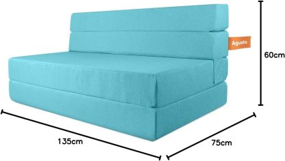 AGUSTO Sofá Cama Matrimonial Multifunción Colchon Plegable Futon Chaise Sillon Puff (Gris Oxford)