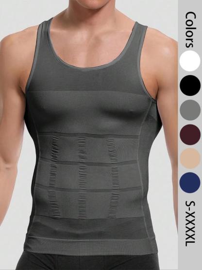 Men Seamless Compression Tank Top Slim Fit Body Shaping Undershirt Breathable Stretch Vest Elegant Tank Top for Workout Daily Wear Modern Tank Top