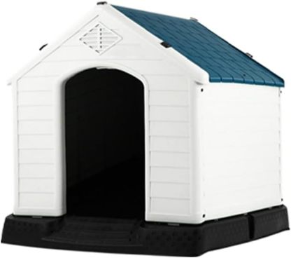 LEVEL HOME | Casa para Perro Grande con Diseño Protector Sellado - Material PP Duradero | Piso Elevado y Techo Inclinado de Asfalto - 97cm x 110 cm x 99 cm