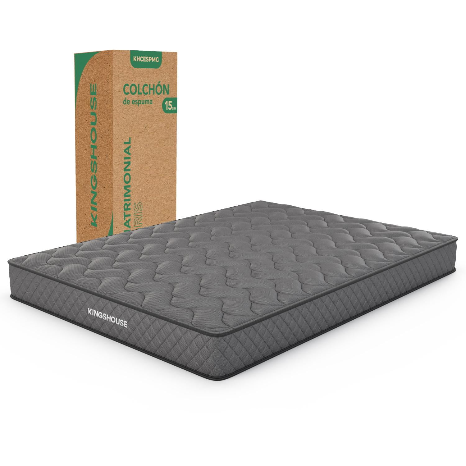 Colchon Matrimonial En Caja 15cm Alto KingsHouse blanco Kingshouse KHCESPMB
