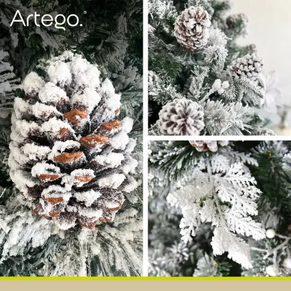 Árbol Navideño Nevado Alberta 1600ramas Piñas Gigantes 2.2m
