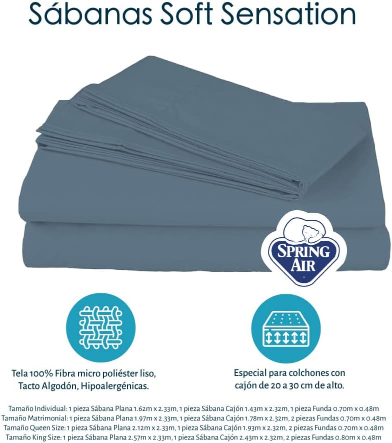 Colchón King Size Spring Air Marte + Box + 2 Almohada Osos + Juego de Sábanas