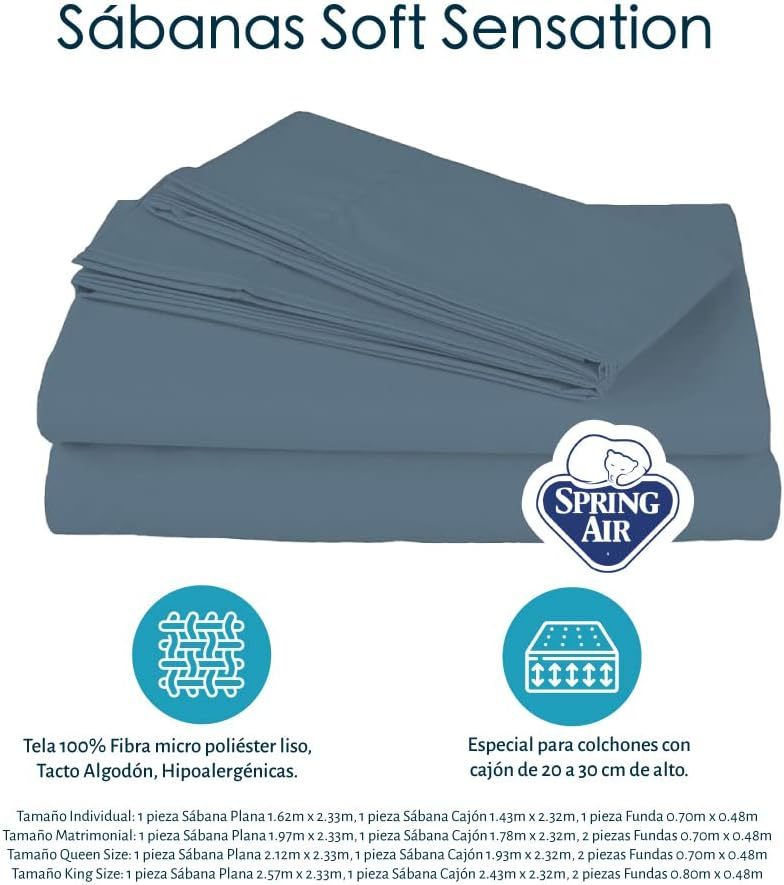 Colchón King Size Spring Air Marte + Box + 2 Almohada Osos + Juego de Sábanas