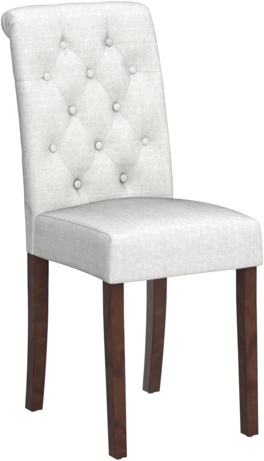 COLAMY - Juego de 6 sillas de Comedor con Botones y tapizadas, con Patas de Madera Maciza y Asiento Acolchado para Comedor, Cocina, Color Gris