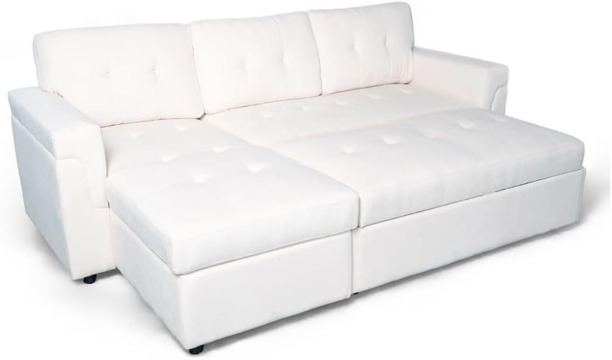 Ilios Innova | Sofá Cama Kairo de Cuero Sintético, Chaise Longue/Cama Extraíble, 3 Plazas, Estructura de Madera, Funcional y Moderno.