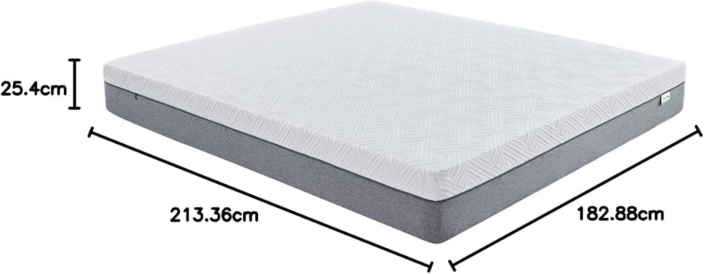 Novilla Colchón California King 🛏️, Espuma Viscoelástica con Gel 10 Pulgadas, Frescura y Alivio de Presión, Dureza Media