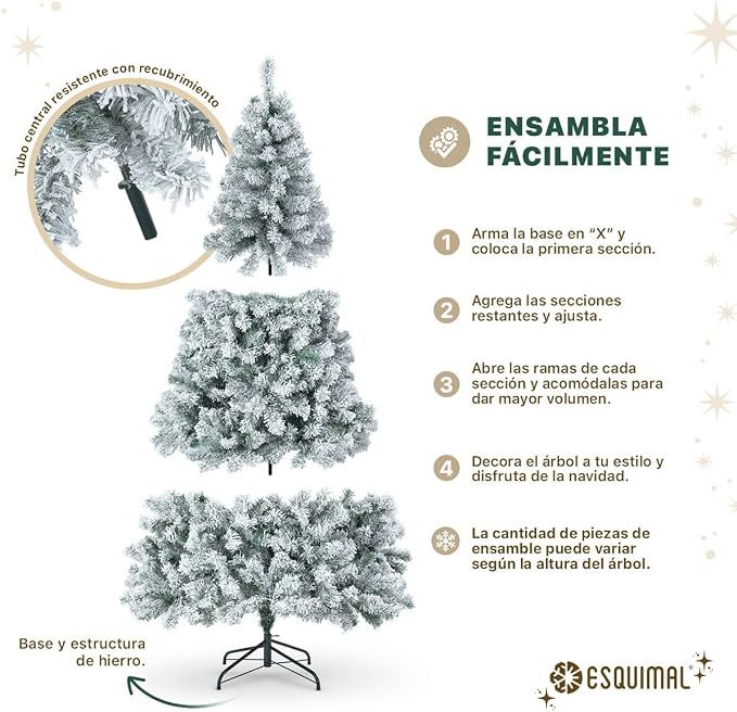 🎄Árbol de Navidad Artificial de 7 pies｜Abeto Realista ramas densas, montaje rápido y base de metal resistente