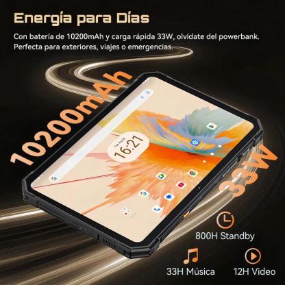 Cubot Tab Kingkong Mini 2026, 16GB RAM, 128GB ROM, 8.7 Pulgadas, Batería 10200mAh, IP68/IP69K, Android 15, Cámara 48MP, Resistente a Golpes, Luz de Camping, Control Parental, Ideal para Viajes y Trabajo