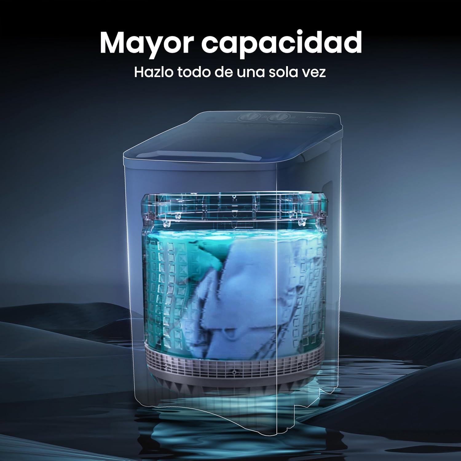 Hisense Lavadora WSFF1501, Semiautomática, 15 Kg, Temporizador de Lavado y Centrifugado, 55x52x91cm(AnchoxLargoxAlto), Blanco/Gris