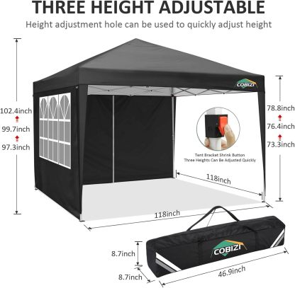 COBIZI - Toldo desplegable de 10 x 20 Pulgadas con 6 Paredes Laterales, toldo Impermeable para Eventos al Aire última intervensión, UPF 50+ cenador portátil para Fiestas, Playa, Camping, Boda,