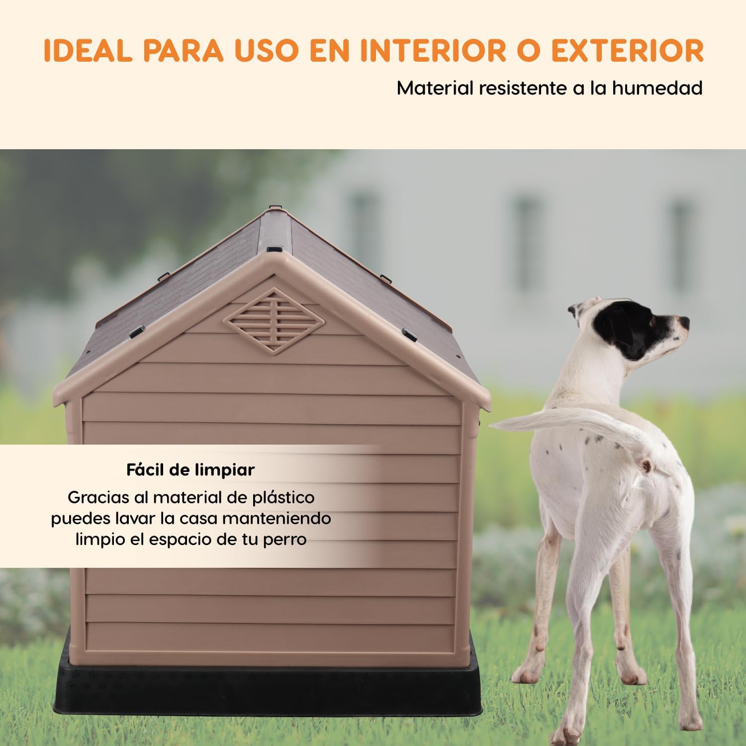 POLI PETS Casa de plástico para Perros, casa Duradera para Perros pequeños, medianos y Grandes, con Suelo Elevado y Rejillas de ventilación, ventila, fácil de Limpiar y Montar Dog Kennel