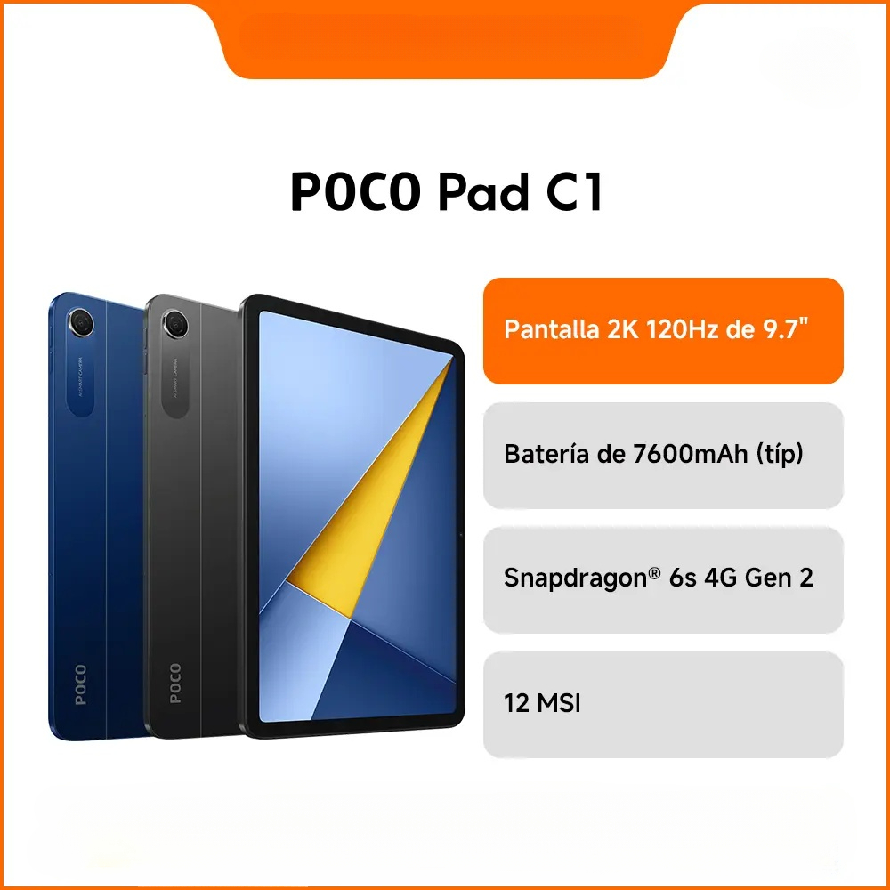 POCO Pad C1 | Pantalla cristalina de 9.7" y 2K a 120Hz | Batería de 7600mAh (típ) | Snapdragon 6s 4G Gen 2 | Impulsado por Xiaomi HyperOS 3