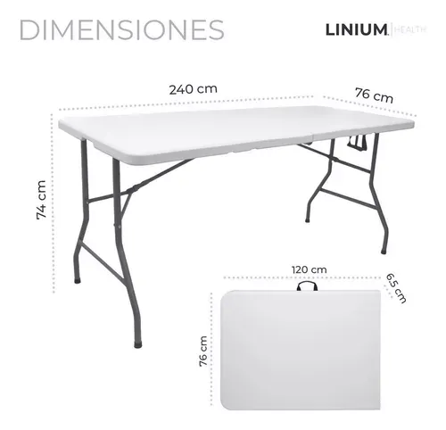 Mesa combinada plegable Linium 2,40m color blanco --- paño de limpieza