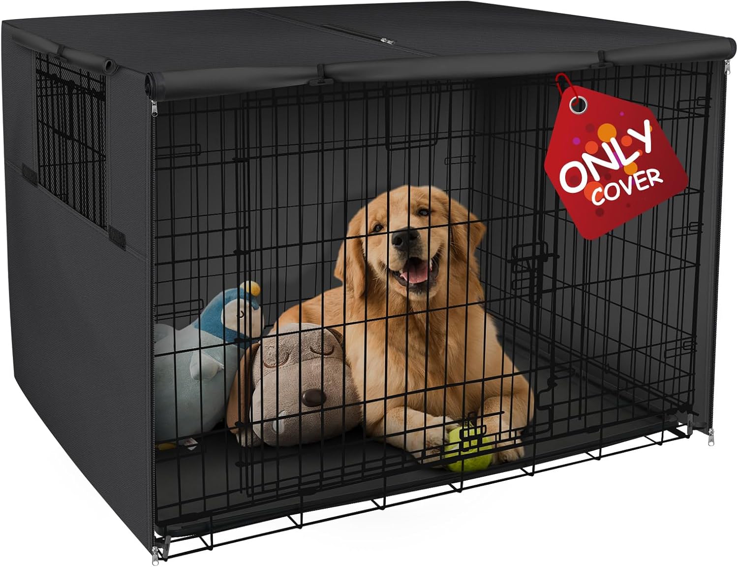 Explore Land Funda para jaula de perro de 42 pulgadas, funda de poliéster duradera para perrera de mascotas, ajuste universal para jaula de perro de alambre 1 (negro)