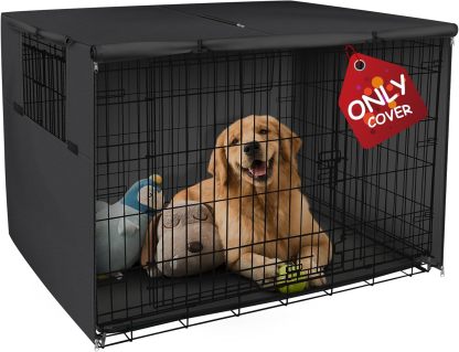 Explore Land Funda para jaula de perro de 42 pulgadas, funda de poliéster duradera para perrera de mascotas, ajuste universal para jaula de perro de alambre 1 (negro)