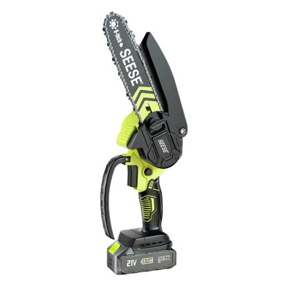 SEESE Mini motosierra inalámbrica 6”, motor sin escobillas, con 2 baterías de 2000 mAh – Ideal para poda, jardinería y corte de madera