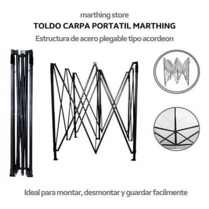 Toldo Carpa Lona Plegable Reforzado Impermeable Portátil 3x3M Con Paredes
