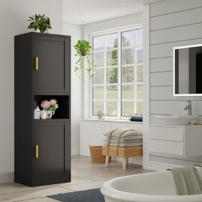 Ckzbx Gabinete de cocina de metal de 61 pulgadas de alto con 4 puertas, armarios de baño, 2 estantes ajustables para cocina, oficina en casa, sala de estar, comedor (negro)