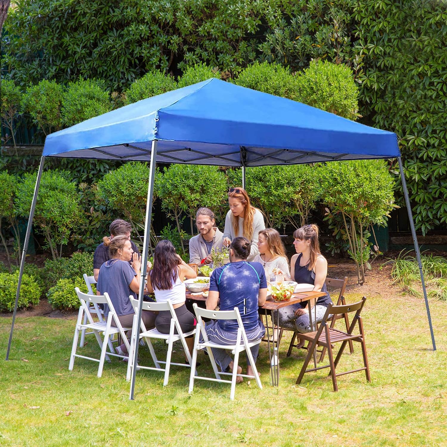 PHI VILLA - Toldo parasol con bloqueo UV de 4 x 4 m con kits de herramientas, pantalla de cenador para patio al aire libre, eventos de jardín, marrón