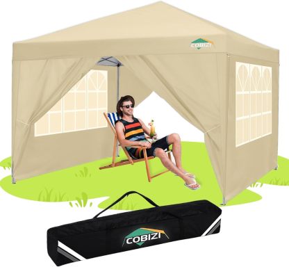 COBIZI - Toldo desplegable de 10 x 20 Pulgadas con 6 Paredes Laterales, toldo Impermeable para Eventos al Aire última intervensión, UPF 50+ cenador portátil para Fiestas, Playa, Camping, Boda,
