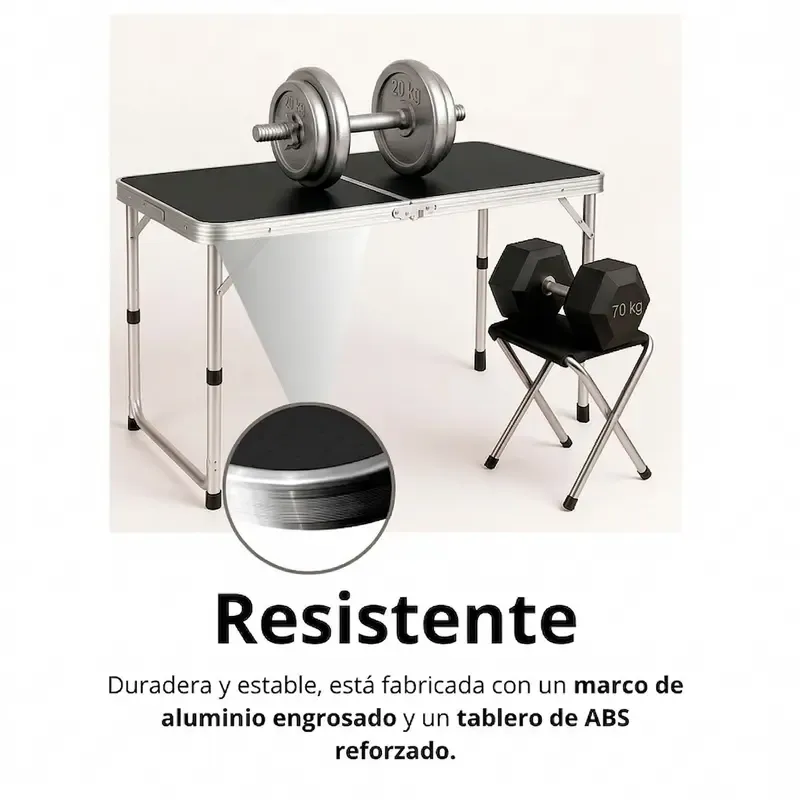 Set de Comedor Plegable 10 Piezas: 2 Mesas y 8 Sillas Tipo Maletín Fácil de Transportar