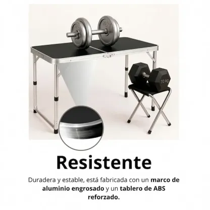Set de Comedor Plegable 10 Piezas: 2 Mesas y 8 Sillas Tipo Maletín Fácil de Transportar