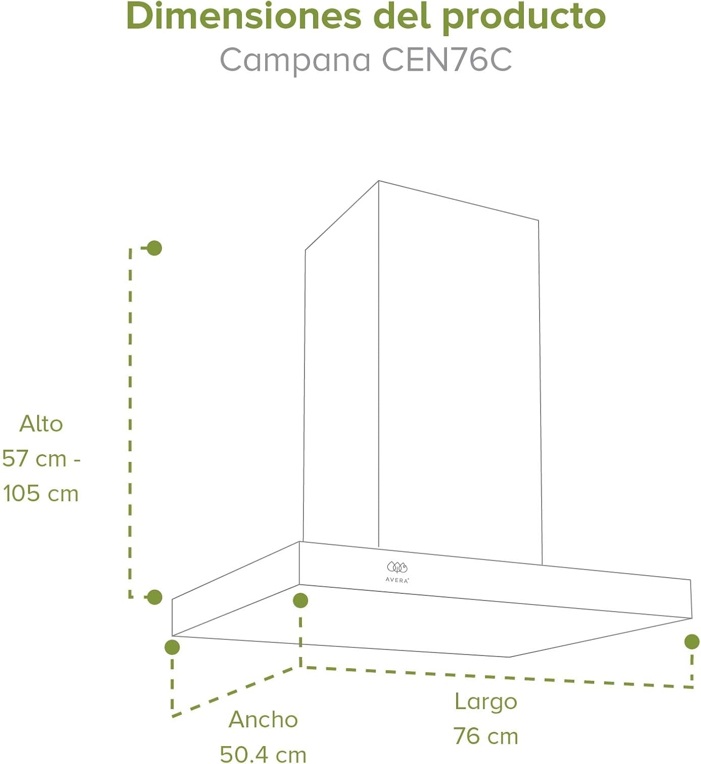 Combo Parrilla de Gas 5 Quemadores VT5, Campana Cocina para Isla 76 cm CEN76C, Horno de GAS NATURAL Empotrable HE01NAT AVERA