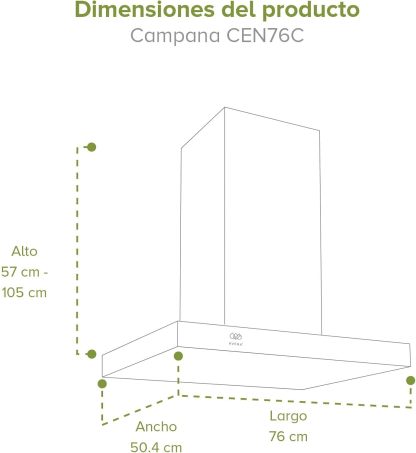 Combo Parrilla de Gas 5 Quemadores VT5, Campana Cocina para Isla 76 cm CEN76C, Horno de GAS NATURAL Empotrable HE01NAT AVERA