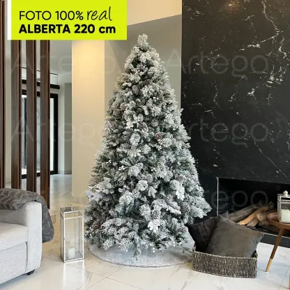 Árbol Navideño Nevado Alberta 1600ramas Piñas Gigantes 2.2m