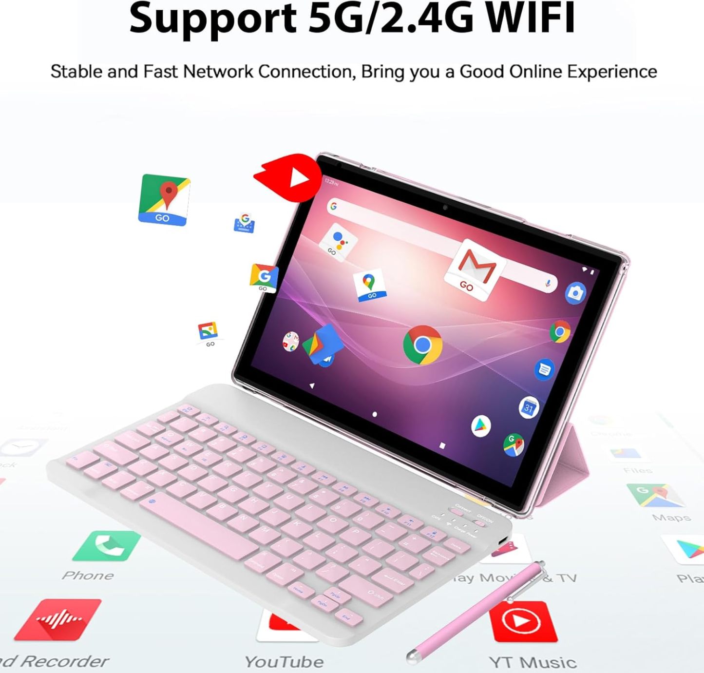 Tablet Android 15 de 10 pulgadas, 18 GB de RAM+128 GB de ROM/2 TB expandible, tabletas 2 en 1 con funda de teclado, lápiz capacitivo de mouse, procesador de cuatro núcleos de 2.0 GHz, visualización
