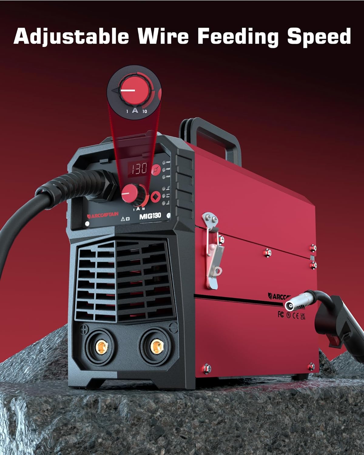 ARCCAPTAIN MIG Soldador, 200 amperios 6 en 1 gas MIG/núcleo de flujo sin gas MIG/Stick/Lift TIG/soldadura por punto/pistola de carrete 110 V/220 V de aluminio multiproceso máquina de soldadura con