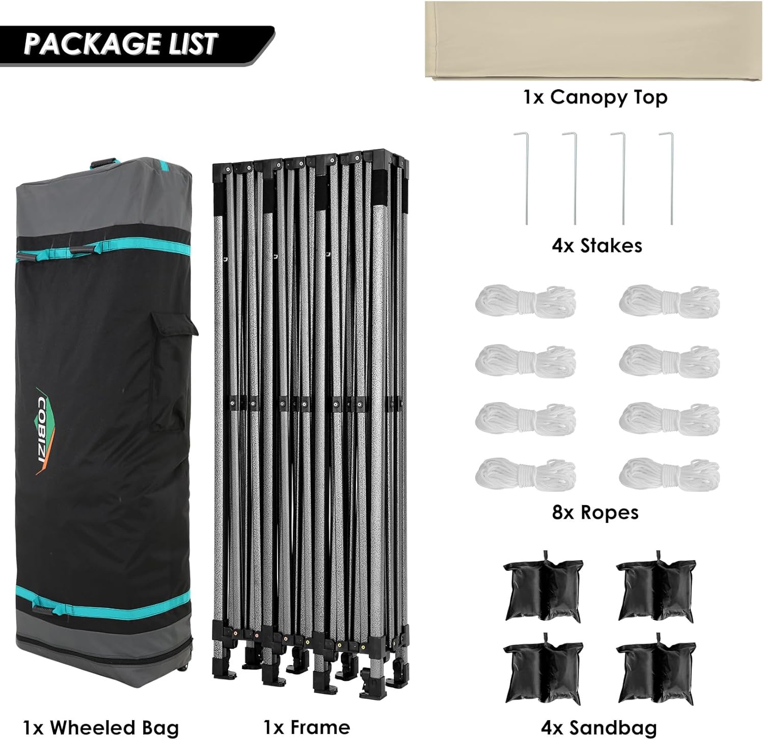 COBIZI - Toldo desplegable de 10 x 20 Pulgadas con 6 Paredes Laterales, toldo Impermeable para Eventos al Aire última intervensión, UPF 50+ cenador portátil para Fiestas, Playa, Camping, Boda,