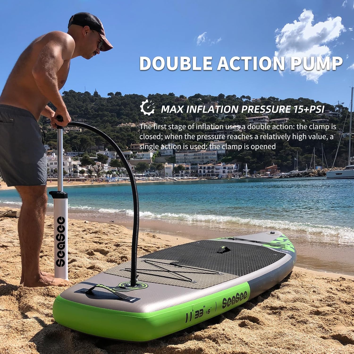 SEASEESUP Tablas de Remo inflables con Accesorios Sup, Tabla de Remo de 12 pies, Duradera, Ligera, diseño Estable de 33 Pulgadas de Ancho para Adultos con sobrepeso