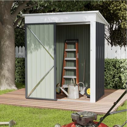 Greesum - Cobertizo de almacenamiento de metal para exteriores, 5 pies x 3 pies, herramienta de acero para cobertizo de almacenamiento con puerta y cerradura, para patio trasero, jardín, patio, césped (5 x 3 pulgadas), color café