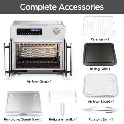 Combo de Freidora de Aire y Horno Tostador OSTBA con Puertas Francesas — Incluye 102 Recetas y 7 Accesorios. Freidora de Aire y Horno de Convección de Sobremesa Extra Grande 10 en 1: 95% Menos Aceite, Cocción Rápida y Crujiente, Fácil de Limpiar.