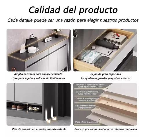 Modernos Zapatera De Madera Organizador Zapatos 4 Puertas